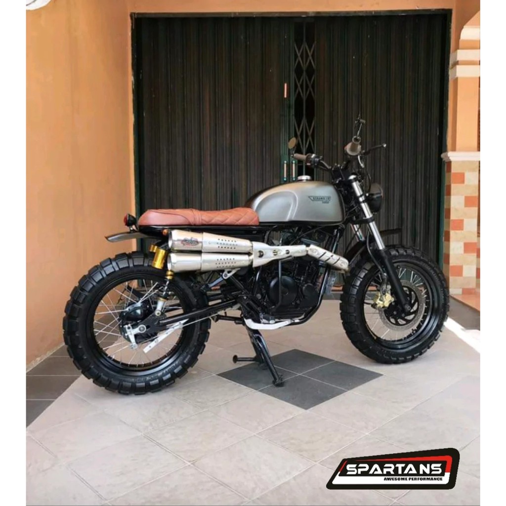 Knalpot Spartans Double Silencer Scrambler Basic Scorpio Tiger Megapro Byson Thunder 125 Verza