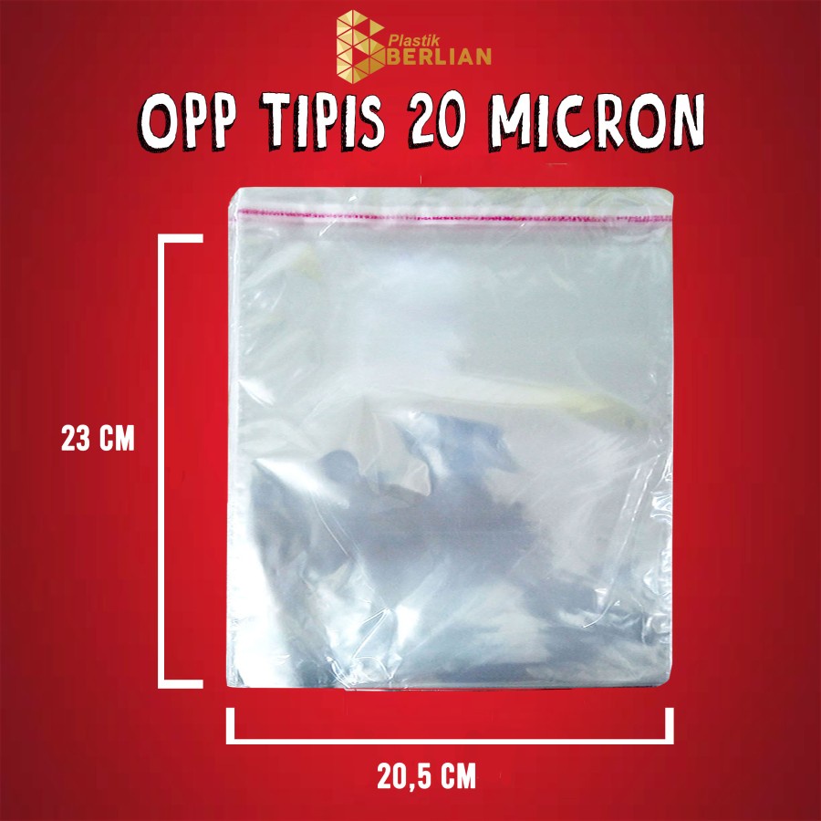 

20,5 x 23 cm Plastik OPP TIPIS (100 lbr) (lem/seal)