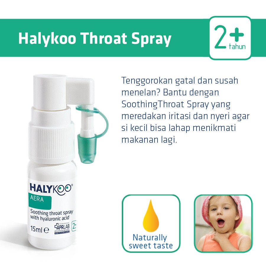 HALYKOO Soothing Throat spray with hyaluronic Acid - 2+ Years (15ml)