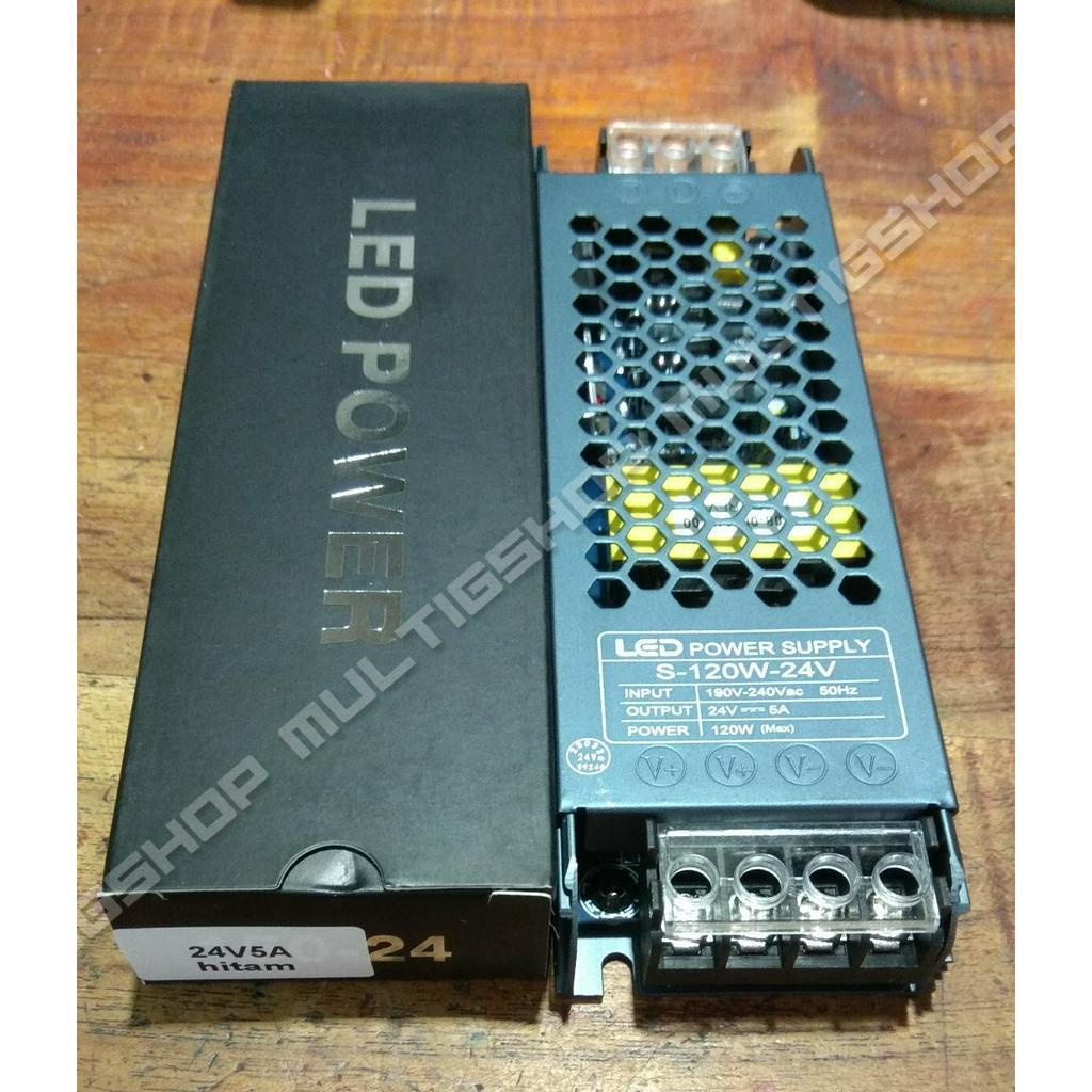 LED Power Supply Switching 24V 5A - Body Slim Hitam