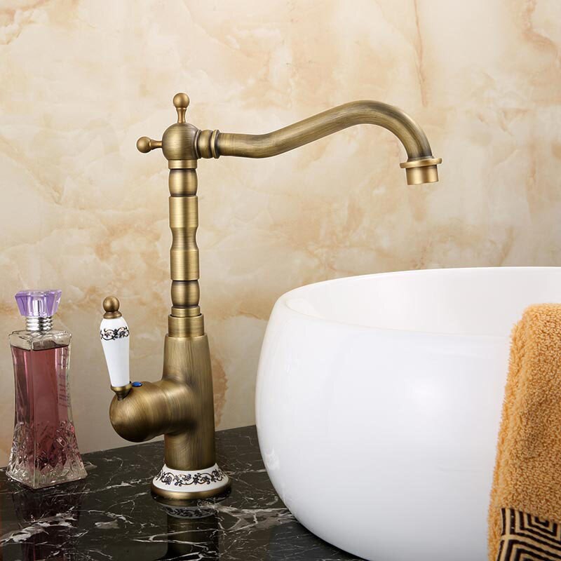 Kitchen Swivel Brass Faucets Bathroom Faucet Sink Basin Mixer Tap Antique Brass Golden 9903 9904 Shopee Indonesia