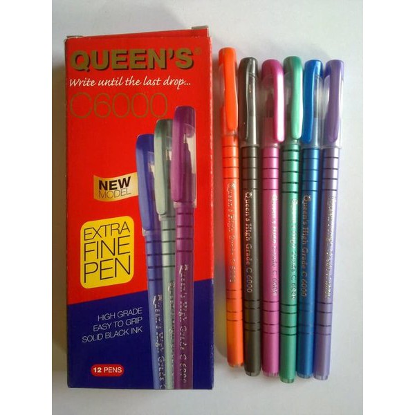 

Pulpen Bolpen Bolpoint Queens C6000 - Hitam #stationary