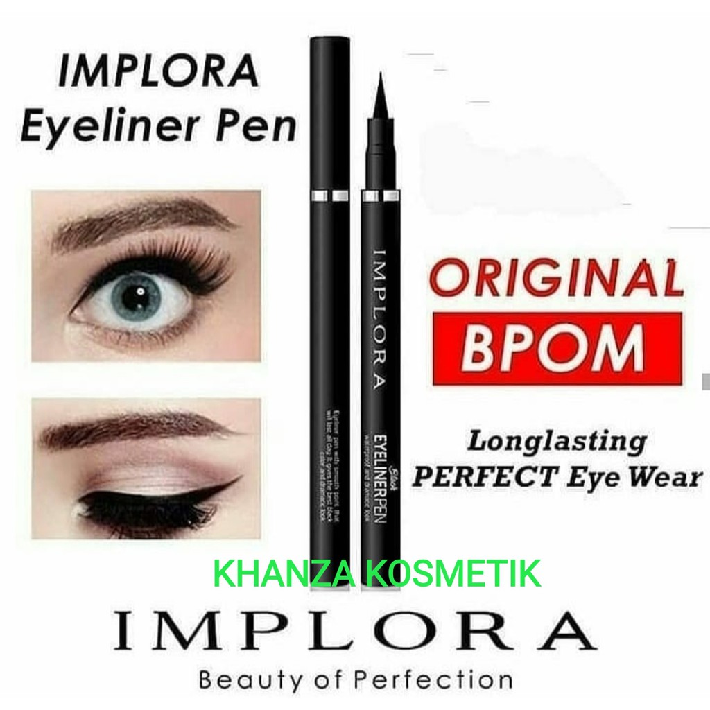 KHANZAACC Implora Eyeliner Pen (waterproof and dramatic look) 1.7g 100% Original BPOM