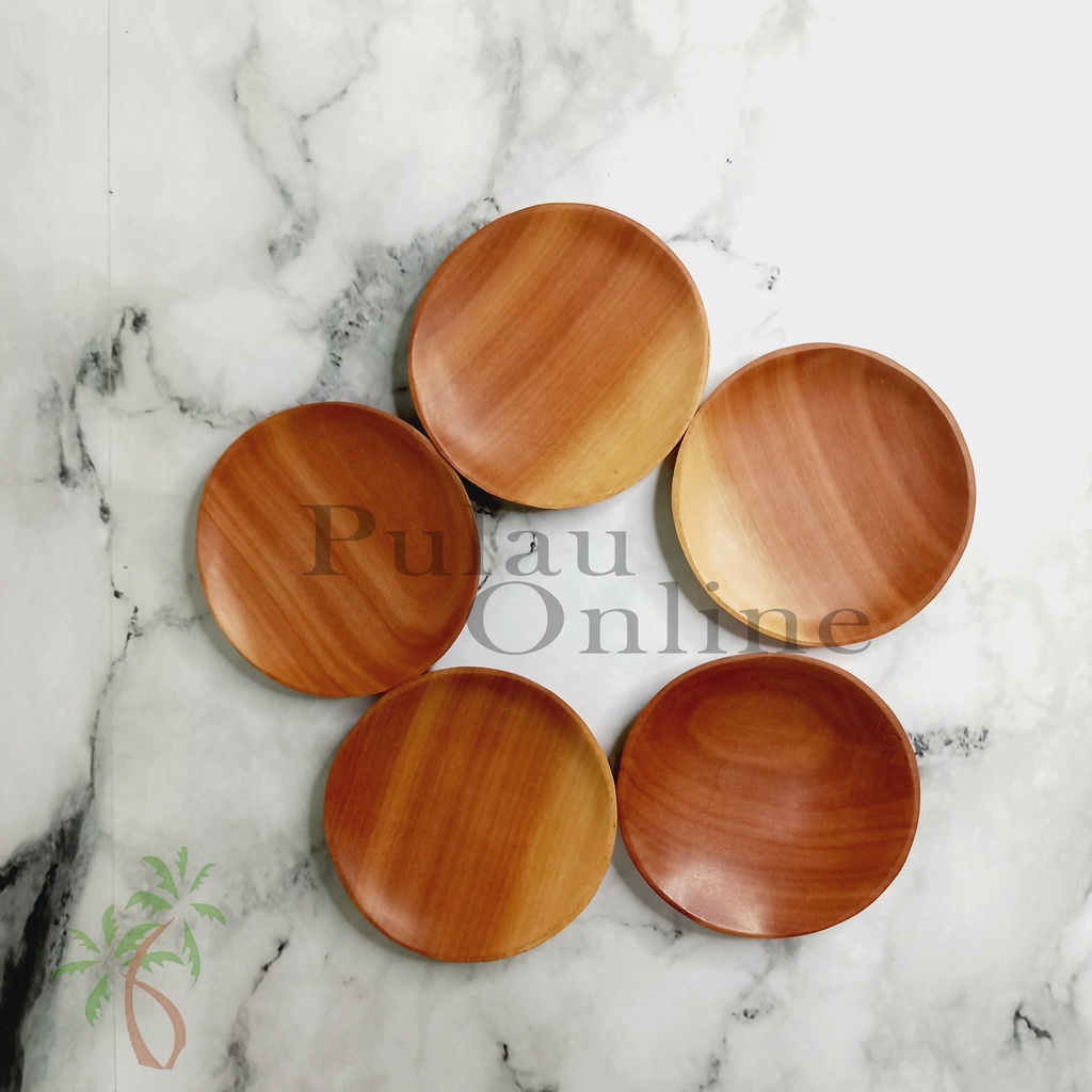 Pulau Online - Tempat sambal kayu diameter 8 cm - Piring sambal kayu - Piring saos