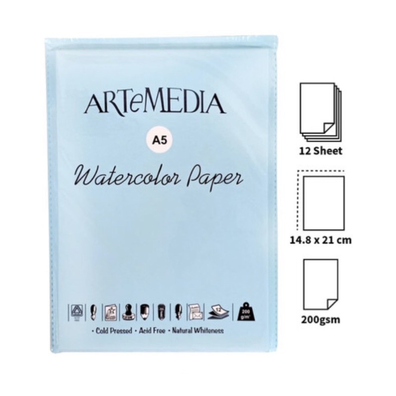 

Artemedia Watercolor paper 200 gr ukuran A5, 12 lembar