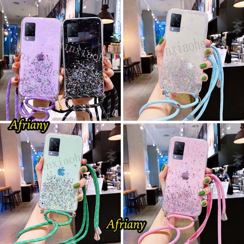 Case Tali Nagita Vivo V20 V20 SE V21 4G V21 5G X60 X60 Pro 2021 Lanyard Glitter Gantungan