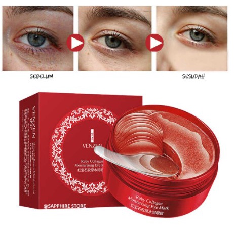 Isi 60 Lembar Veze Masker Mata Collagen Ruby Moisturizing Eye Mask ORIGINAL / Masker Mata Panda Kantung