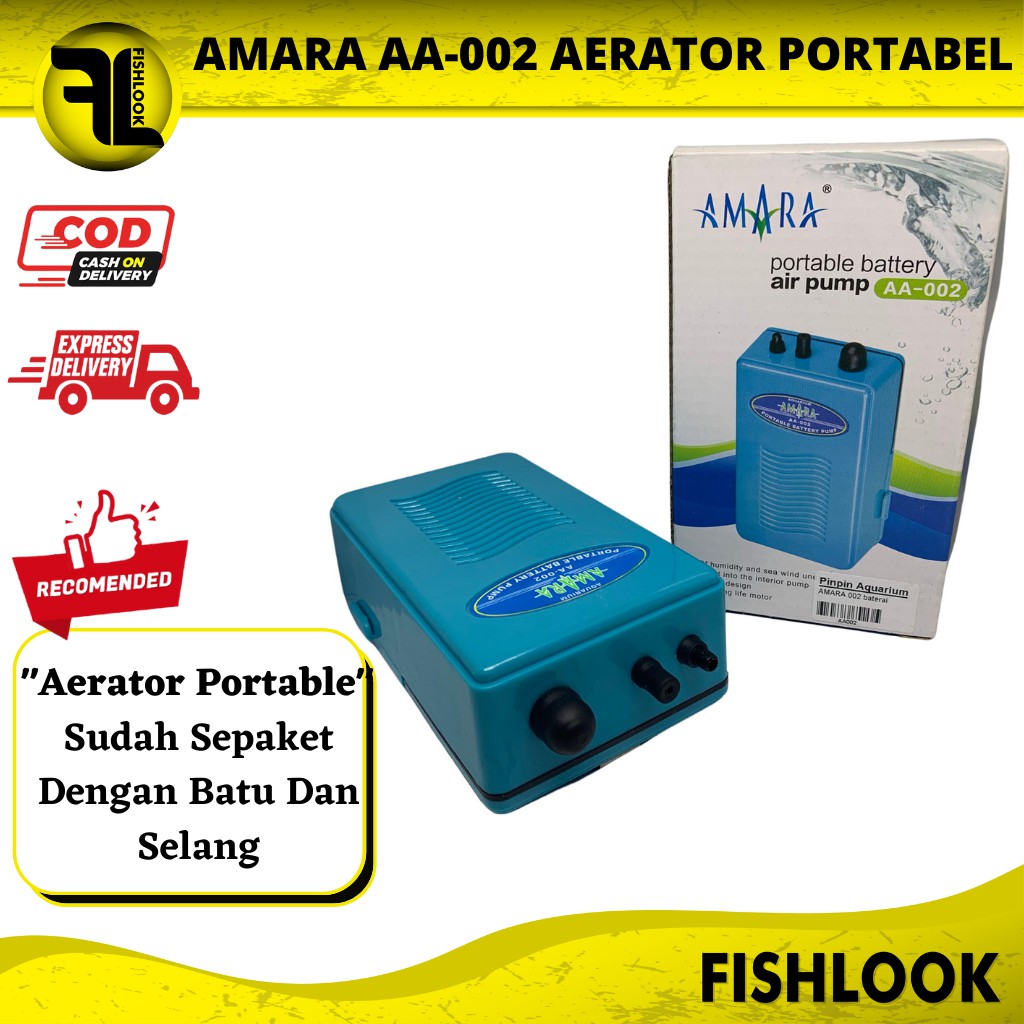 AERATOR PORTABLE AMARA AA 002 AA002 portable Pompa Udara Aerator Baterai Battery Aquarium