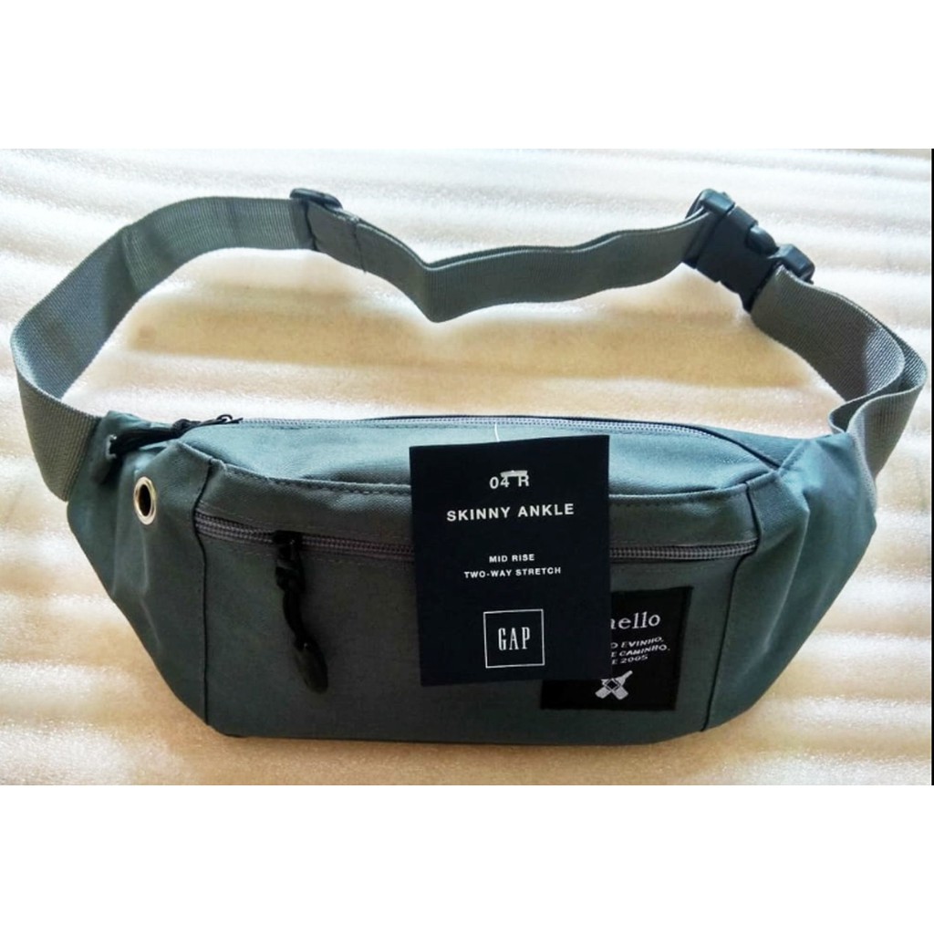 Tas Selempang Pria Distro Murah Anti Air / Waistbag Waterproof Bahan Polyester d300 - Black