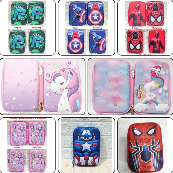 

(COD) Harga Murah Kotak Pensil Anak Model Smiggle Hardcase Timbul Doff KOMPLIT Kode 1175