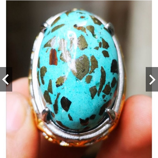 Batu akik pirus biru badar perak