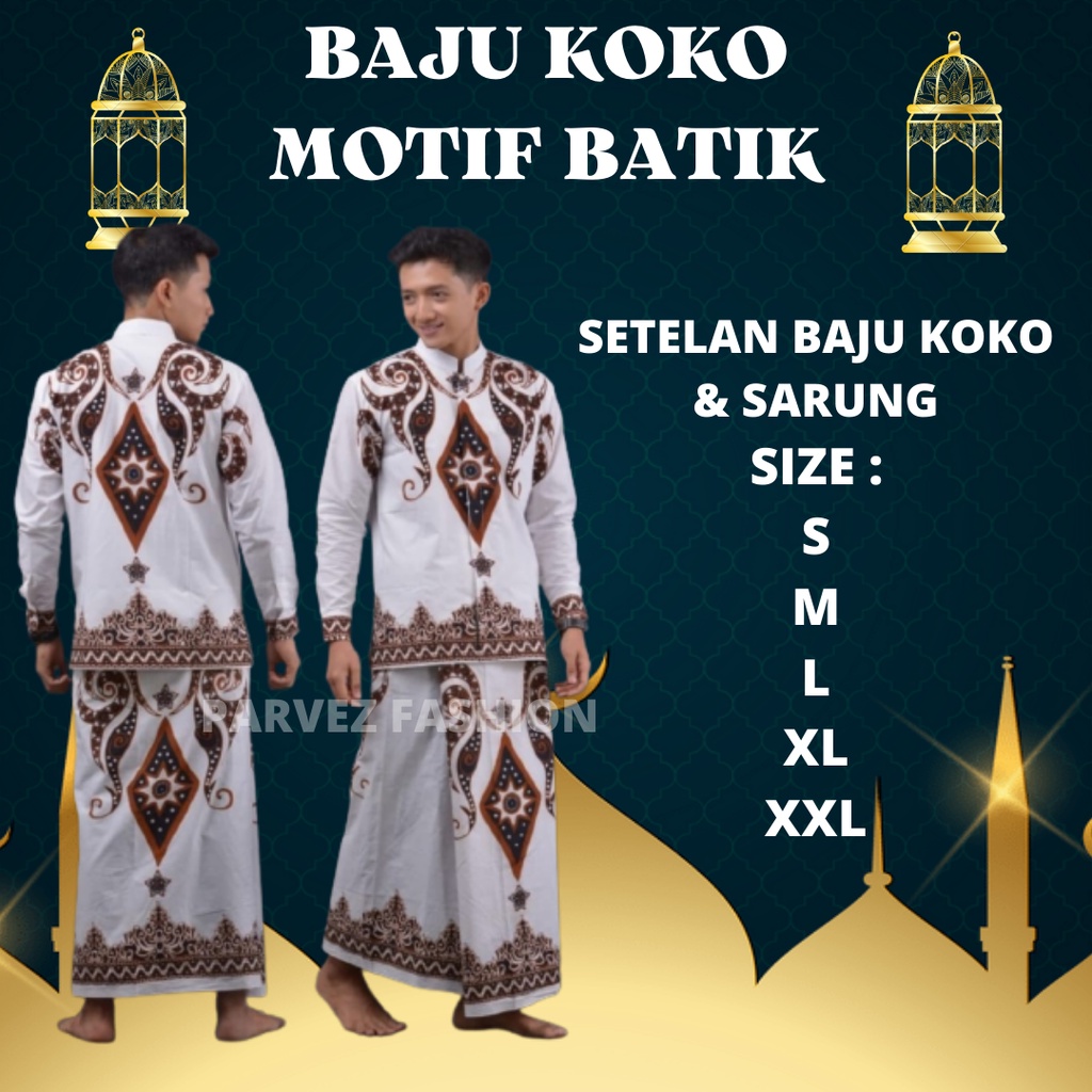 Setelan Sarung Dan Baju Koko Batik Pria Katun Sanforizer Premium ORIGINAL BATIK SOLO