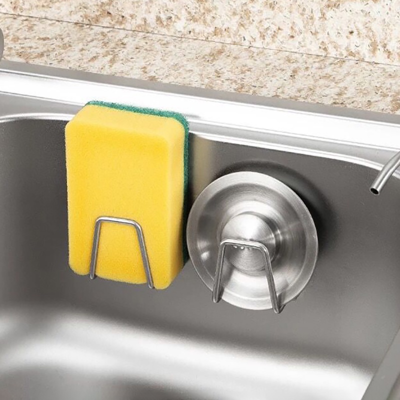 {LUCKID}Kitchen Stainless Steel Sink Sponges Holder Self Adhesive Drain Drying Rack