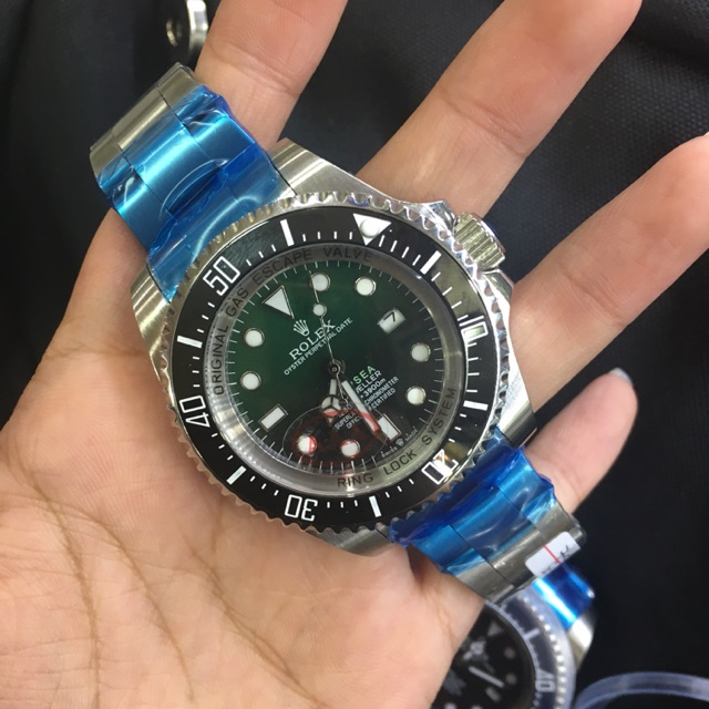 JAM TANGAN ROLEX DEEP SEA AUTOMATIC PLAT HIJAU RANTAI SILVER