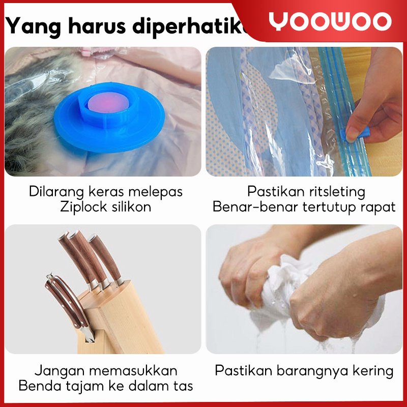 plastik kompresi vakum / plastik penyimpanan selimut / pouch perjalanan / plastik penyimpanan