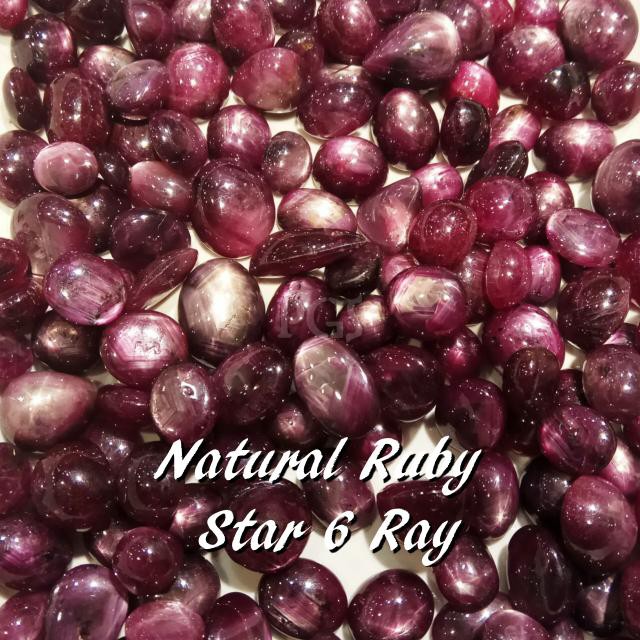 Batu akik permata natural ruby star corundum 6star