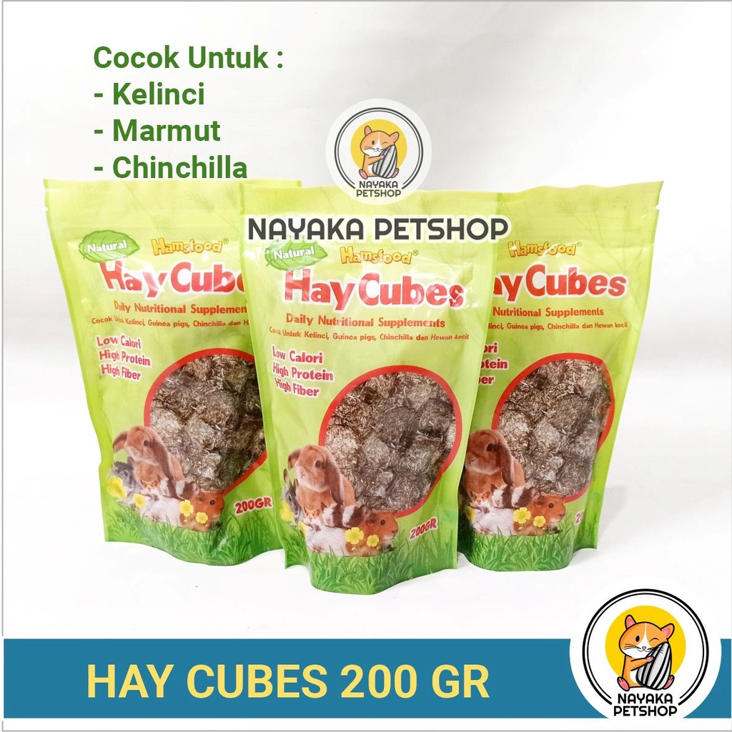 Hamsfood Hay Cubes 200 gr Pakan Kelinci Rumput Kering Makanan Rabbit Chinchilla Cemilan Marmut Snack Food Grass Guinea Pig