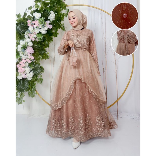 GAMIS HUMAITMRA // BAHAN TILLE BORDIR PREMIUM //KODE DJ