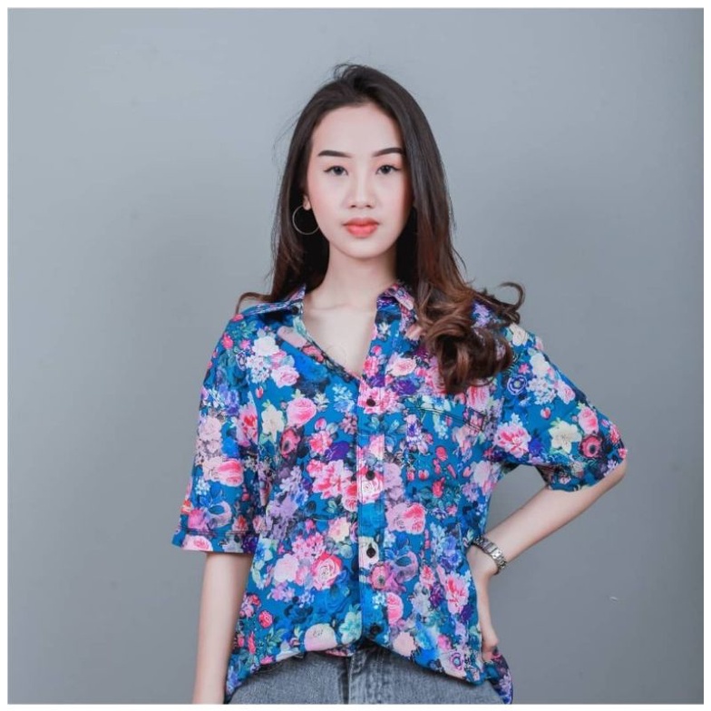 KEMEJA FLORAL HEM PANTAI HEM TROPICAL HEM RACERTEES 100% ORIGINAL