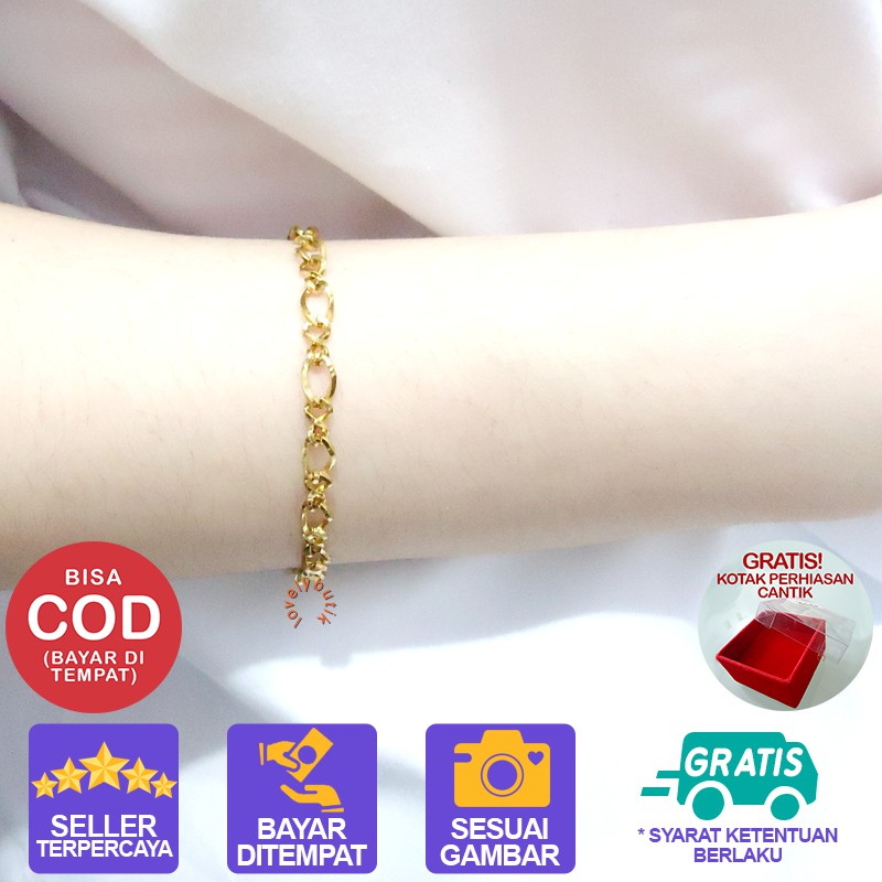 Lovelybutik Gelang Titanium Rik4 Gelang Tangan Wanita Anti Karat  Uk. 18 cm BONUS KOTAK PERIASAN