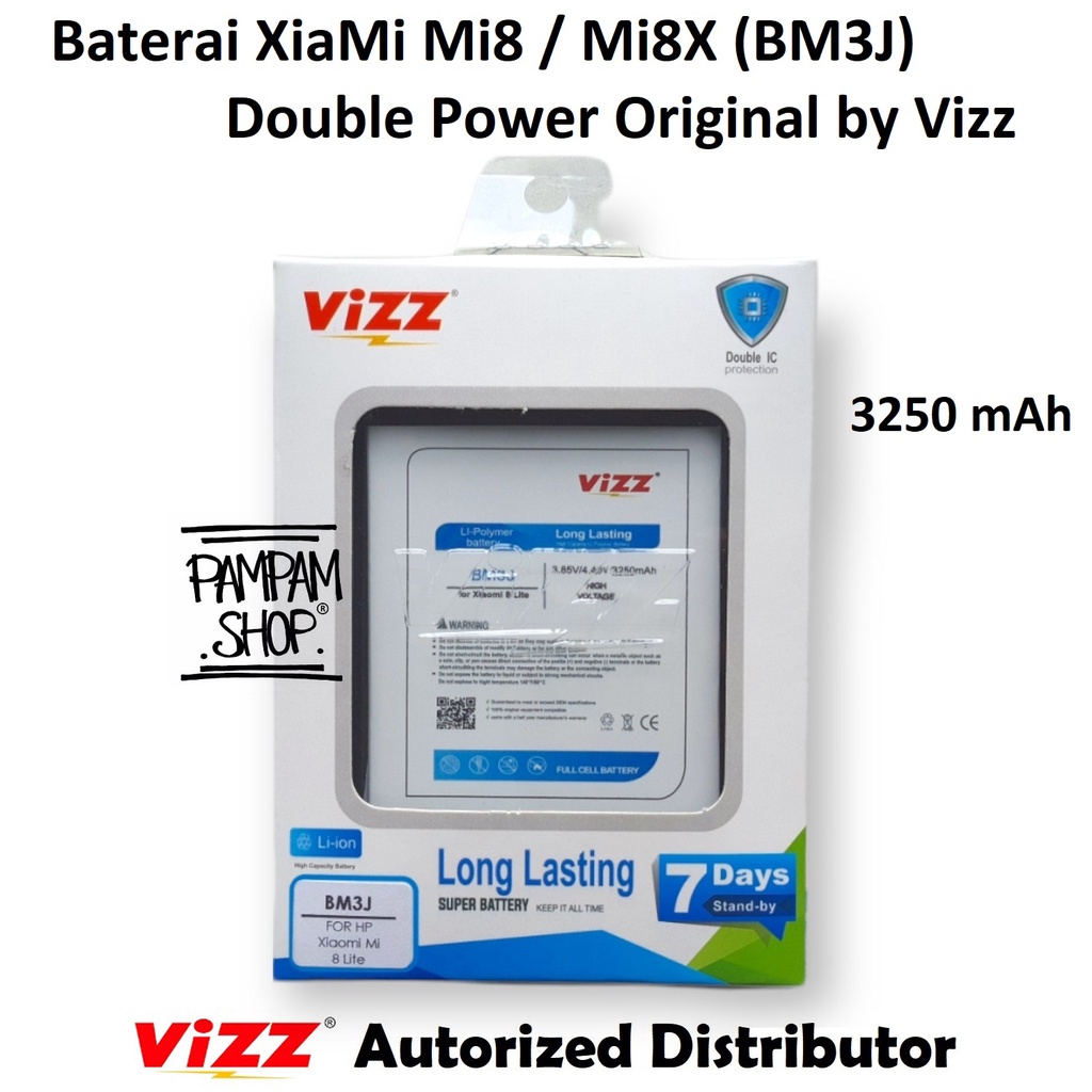 Baterai Vizz Double Power XiaoMi Mi8 Lite Mi8X 8X Mi 8 BM3J Batre Original Ori Batrai Battery BM 3J HP Handphone