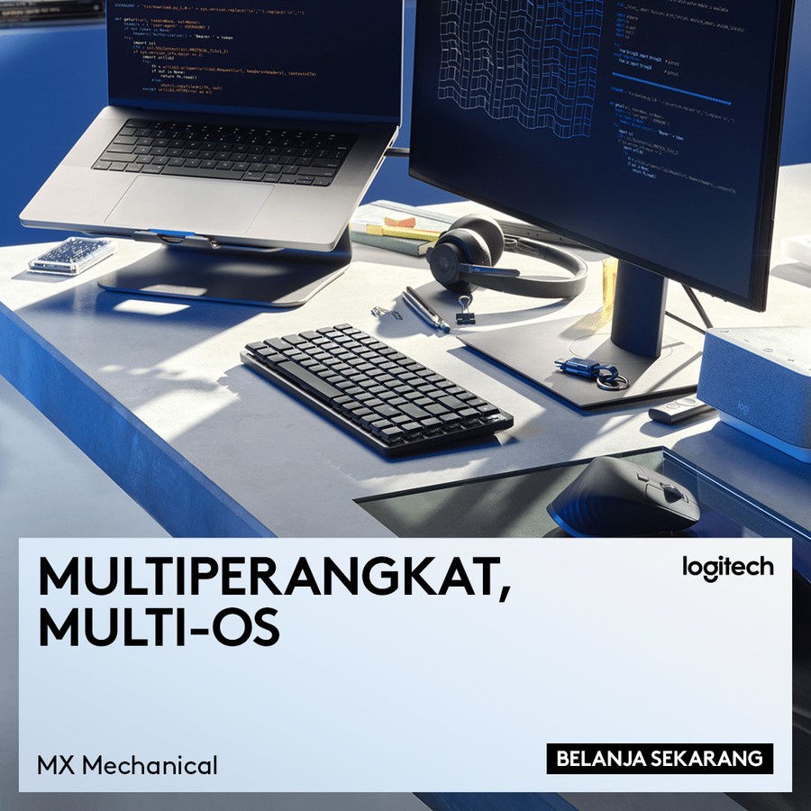Keyboard Wireless Logitech MX Mechanical illuminated Wireless Keyboard Full Size - Garansi Resmi Logitech 1 Tahun