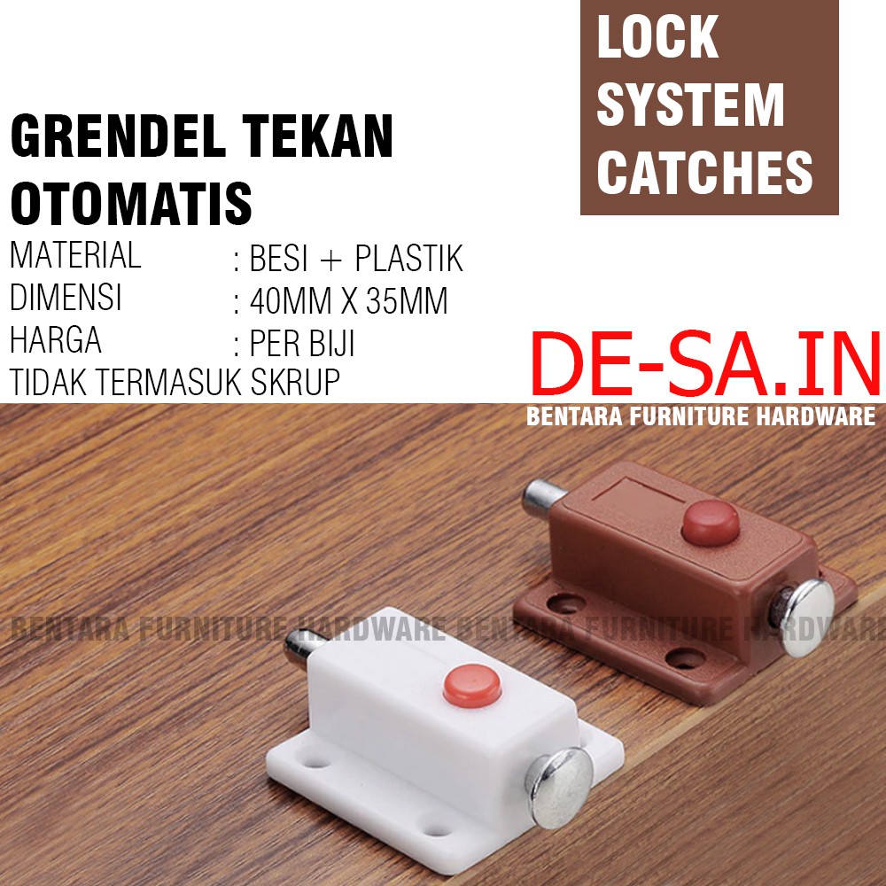 Grendel Pencet / Otomatis 35mm Coklat Putih