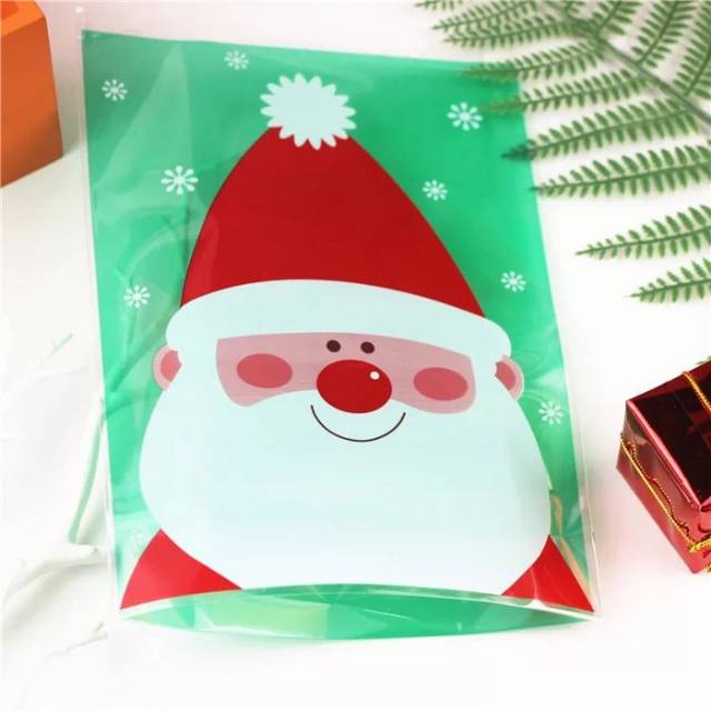 10 pcs Plastik natal Christmas santa Claus/ plastik cookies natal/ plastik souvernir