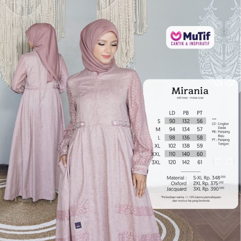 Gamis Syari Mutif Mirania Terbaru Casual Kekinian