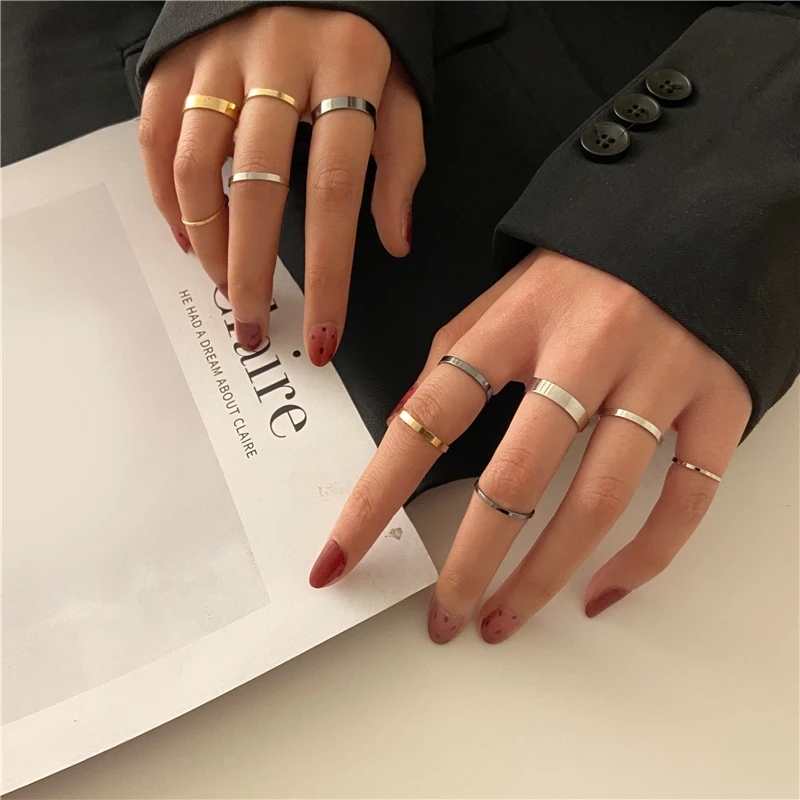 Hi/ Gold Fashion Ring Set Elegant Luxury Simple Geometry Jewerly Women Fashion Accessories Gift