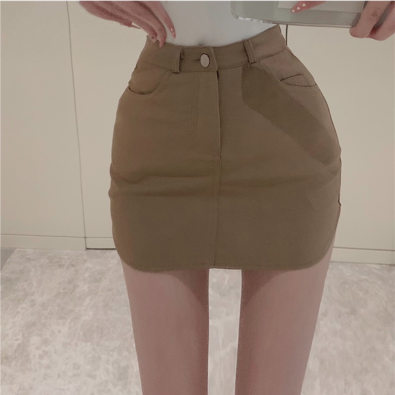 Sexy high waist retro bag hip short skirt hot girl pure desire summer new 2022 khaki skirt female