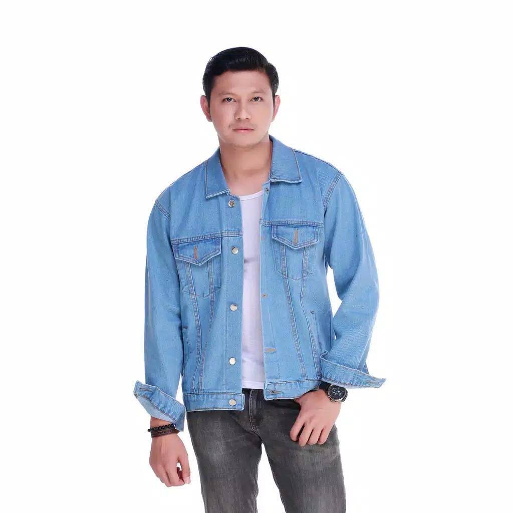 Jaket Jeans Denim Pria - Light Blue / Jaket Jeans Denim Pria Best Seller