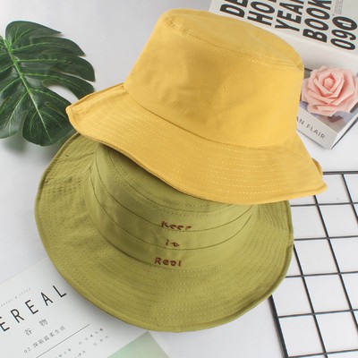 [READY STOCK] Promosi Korea Topi wanita Topi Lucu Pola Surat Bordir Topi warna murni kapas Ember Topi tide visor topi Pantai