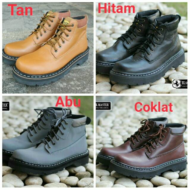 DISC 50% SEPATU BOOT KULIT ASLI BLACKMASTER STONE