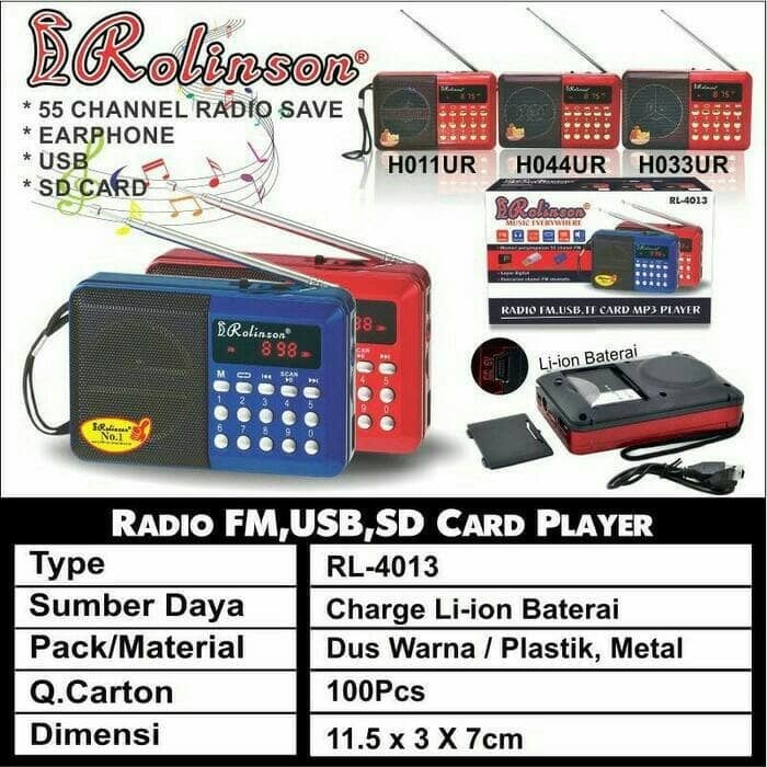 COD Speaker Radio Portable / Radio Mini Senter ROLINSON RL-4013//Speaker Radio FM, USB, TF Card MP3 Player Rolinson RL-4013