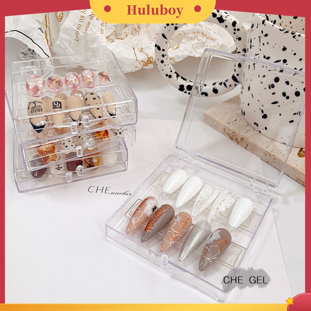 Huluboy Huluboy♡ 3pcs / Set Stand Display Kuku Palsu Tebal Tekstur Transparan Untuk Rumah