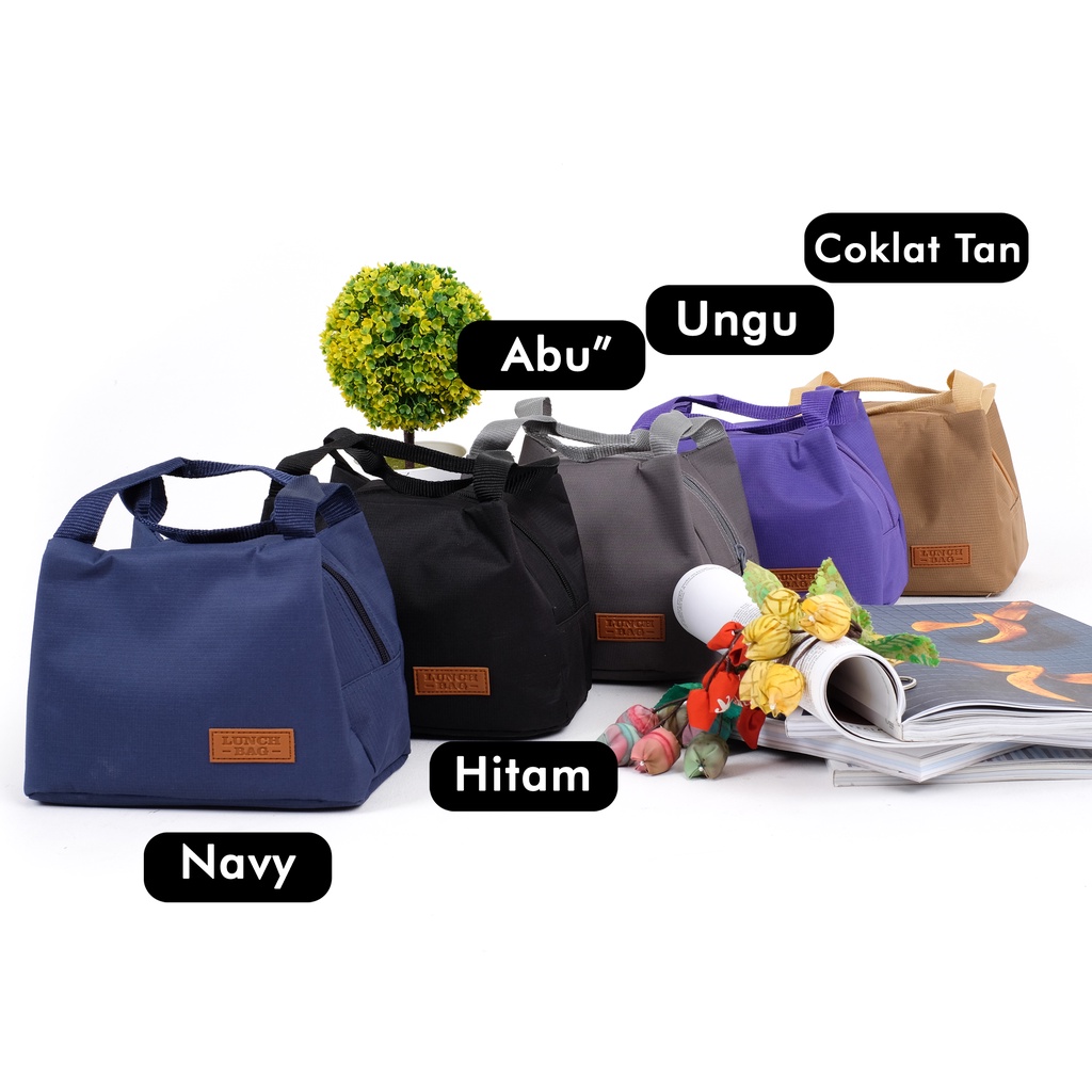 Tas Bekal Makanan tenteng Lunch Bag Polos Cooler Bag Aluminium Foil tebal penahan panas dan dingin tas kotak bekal makanan Tempat Penyimpan Makanan tas Lunch Box ke kantor dan sekolah