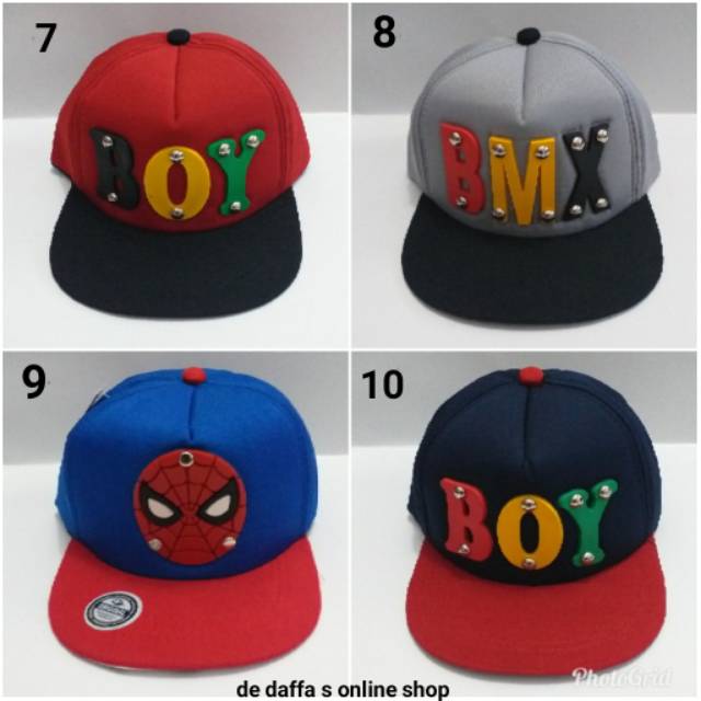 Topi Snapback Anak Gambar karet timbul Topi Hip Hop Anak