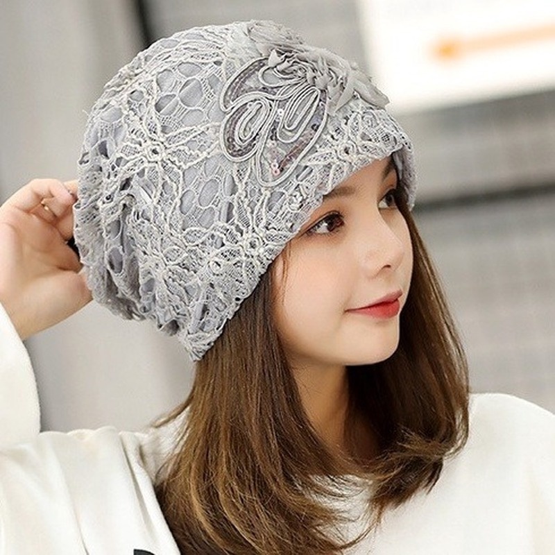 Topi dome Bahan lace Motif Bunga Untuk Wanita 220329