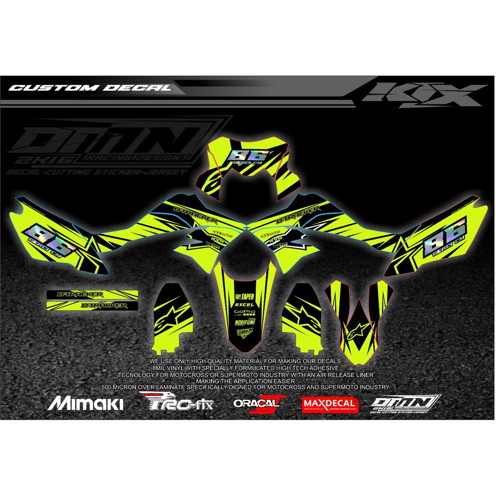 DECAL KLX DTRACKER SIMPEL WARNA HITAM KUNING TERMURAH