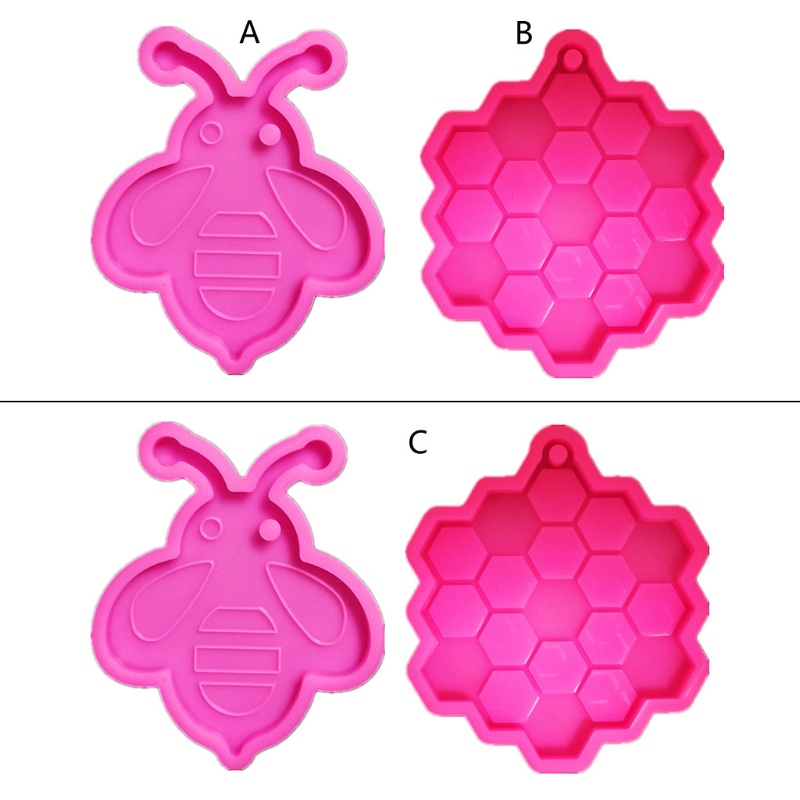 SIY  Honeycomb/Bee Keychain Resin Casting Silicone Mold Woman Keychain Combination Decorative Pendant Mold