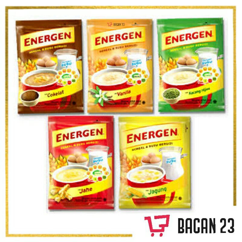 Energen (10pcs x 30gr) - (Cokelat - Vanila - Kacang Hijau - Jahe-Jagung-Kurma) / Bacan 23 - Bacan23