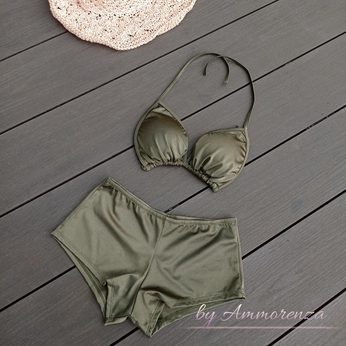 Bikini Swimsuit Baju Renang Boxer by Ammorenza - Army Green