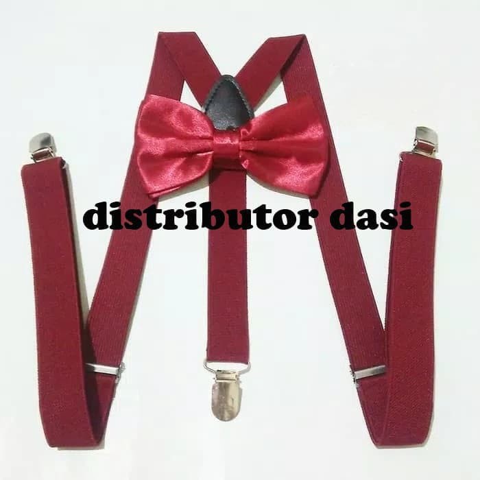 suspender bretel capit 3 set dasi kupu kupu merah maroon distributor