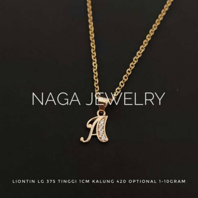 KALUNG LIONTIN HURUF ALPHA EMAS 375&420