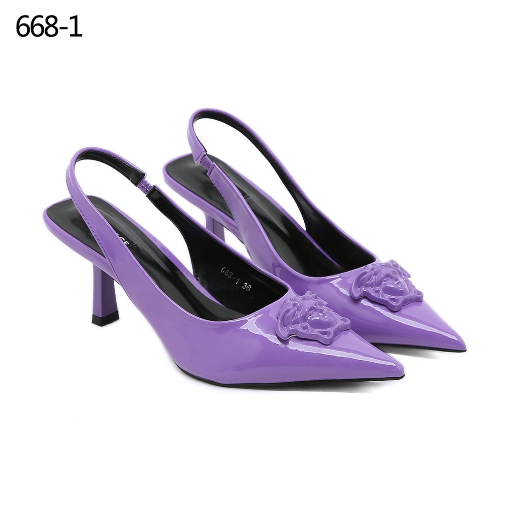 V Patent Leather La Medusa Slingback Pumps #668-1