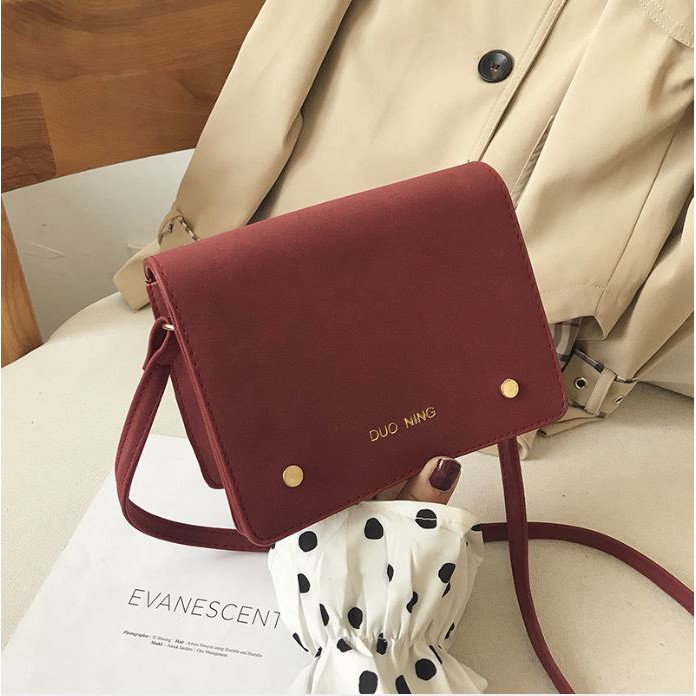 Tas Selempang Wanita Slingbag Simple Retro Motif Tas Pesta Bahan Kulit Sintetis Korean Fashion Style