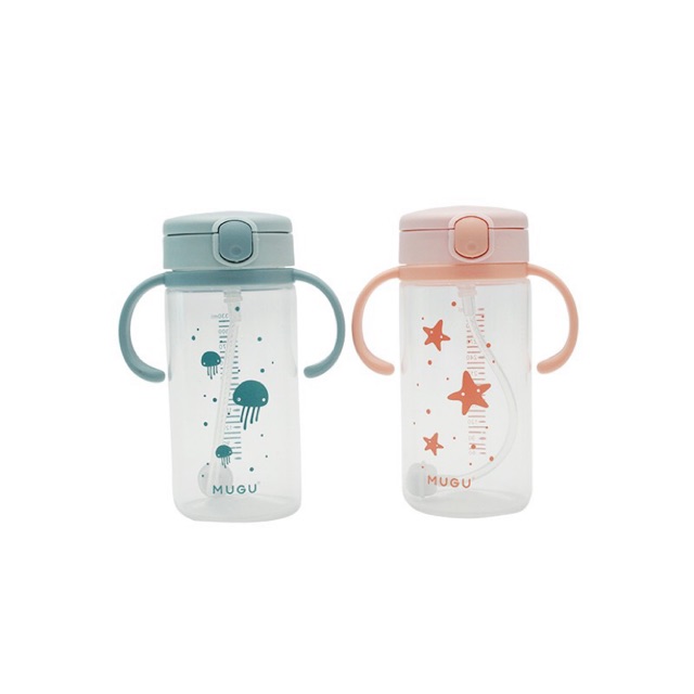 MUGU Straw Cup Bottle Drink Mooimom 330ml botol minum bayi / anak anti bocor