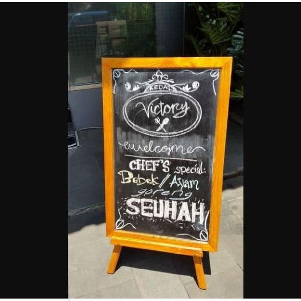 

Papan Tulis Kapur Blackboard Menu Cafe + Stand 1 side 50 x 80