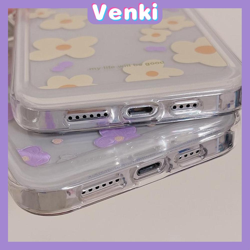 iPhone Case Clear Case Soft Thick TPU Shockproof HD Super Transparent Protection Camera Plating Button Purple Flower For iPhone 13 Pro Max iPhone 12 Pro Max iPhone 11 iPhone 7Plus